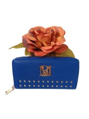 Badgley Mischka Electric Blue Zip Around Long Wallet | EUC | Studs